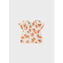 Mayoral Kız Bebek Baskılı 2'Li Kısa Kollu T-Shirt Set Bej 1008