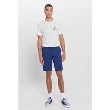 Altınyıldız Classics Erkek Indigo Slim Fit Dar Kesim Armürlü %100 Pamuk Casual Chino Şort