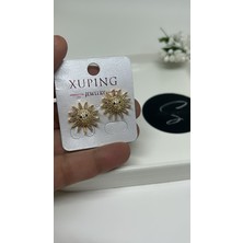 By Semra Çelik Zirkon Taşlı Gold Güneş Küpe