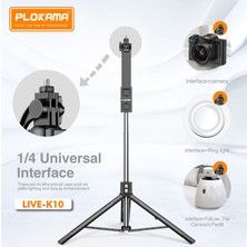 Coverzone 200cm Tripod Ve Selfie Çubuğu Bluetooth Uzaktan Kumandalı Cep Telefonu Yüksekliği Ayarlanabilir Masaüstü İç ve Dış Mekan Evde Tatilde Kampda Kullanıma Uygun Tripod K10