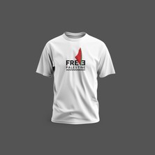 Zaytoon Tişört, Kısa Kollu Unisex Free Palestine Yazılı Ve Filistin Haritalı Dijital Baskılı Tişört