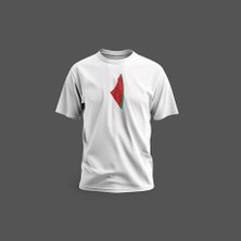 Zaytoon Tişört, Kısa Kollu Unisex Filistin Haritası, Karpuz Dilimi Tasarımlı Dijital Baskılı T-Shirt