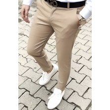 Yakamel Erkek Italyan Kesim Likralı Kumaş Pantolon