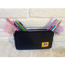 Jazipp Premium Çift Bölmeli Kalem Kutusu Kalem Çantası Kalemlik 22 x 12 x 4 cm