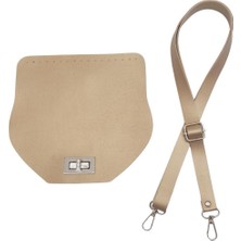 Angel Çanta Aksesuar Suni Deri 21X19 cm Kapaklı ve Ayarlı Saplı Çanta Seti Gold Renk Gümüş Metalli