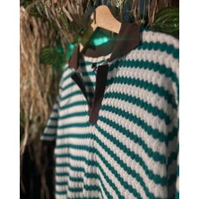 Lovely Store Polo Yaka Oversize Çizgili T-Shirt