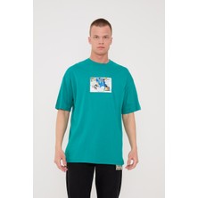 Lovely Store Vincent Van Gogh Haritası Yeşil Oversize T-Shirt