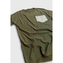 Lovely Store Yeşil Fitilli Dokuma Kumaş Oversize T-Shirt
