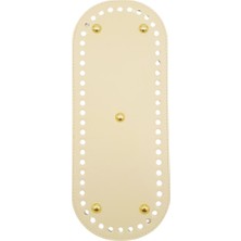 Angel Çanta Aksesuar Suni Deri 30X12 cm Oval Çanta Tabanı Krem Renk Light Gold Aparatlı