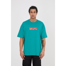 Lovely Store Halı Motifli Deniz Mavisi Özel Nakışlı Oversize T-Shirt