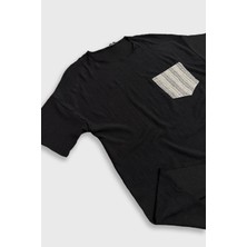 Lovely Store Siyah Fitilli Dokuma Kumaş Oversize T-Shirt