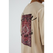 Lovely Store Özel Halı Desenli Dikişli Gri T-Shirt