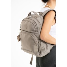 Sanmorris Unisex Suya Dayanıklı Kumaş Laptop Bölmeli 3 Gözlü Vizon Renkli Okul Seyahat Sırt Çantası