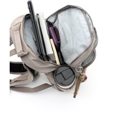 Sanmorris Unisex Suya Dayanıklı Kumaş Laptop Bölmeli 3 Gözlü Vizon Renkli Okul Seyahat Sırt Çantası