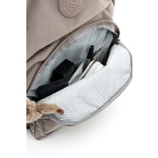 Sanmorris Unisex Suya Dayanıklı Kumaş Laptop Bölmeli 3 Gözlü Vizon Renkli Okul Seyahat Sırt Çantası