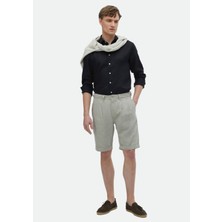 Ramsey Bej Düz Dokuma Carrot Fit Casual %100 Pamuk Bermuda