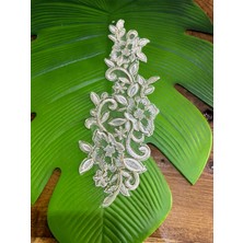 29X10 cm Altın Varaklı Ekru Güpür Işleme Aplike