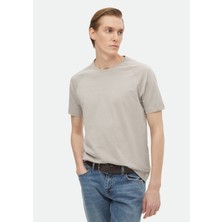 Ramsey Açık Gri Baskılı Bisiklet Yaka %100 Pamuk T-Shirt