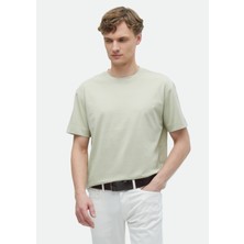 Ramsey Küf Yeşili Düz Bisiklet Yaka %100 Pamuk T-Shirt