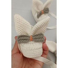 Ailanthus El Örgü Bebek Patik, Diş Kaşıyıcı ve Isimli Emzik Zinciri Ahşap Amigurumi Emzik Askısı Seti