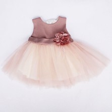 by BebekOdam Kız Bebek Somon Tüllü Fiyonklu Elbise