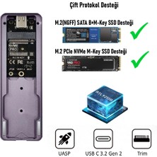 JEYI i9-GTR M.2 (PCIe) NVMe  ve M.2(NGFF) SATA SSD To USB 3.2 Gen2 Çevirici Dönüştürücü Adaptör Harici Taşınabilir SSD Muhafaza Kutusu