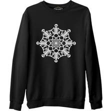 Lord T-Shirt Kurukafa Mandala Siyah Erkek Kalın Sweatshirt