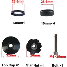 Pengfu Shop Kumral Stili Mtb Bisiklet Üst Tüp Kapak Vidası Kulaklık Spacer Kapak Bisiklet Ön Çatal Halka Paspayı Inç Bisiklet Kök Kulaklık Yıkayıcı Yıldız Somunu (Yurt Dışından)