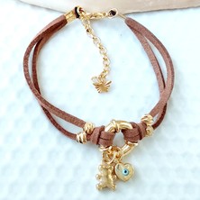 By Song Jewelry Altın Kaplama Süet Bileklik
