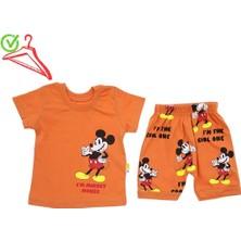 Alp Kids Alpkids Mickey Mouse Şort T-Shirt Baskılı Pamuk Bebek Takım