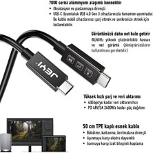 JEYI TB-050 Thunderbolt-4 40Gbps 8K@60Hz Görüntü PD 240W Data Veri Şarj Kablosu 50cm