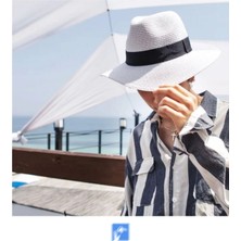 Kardelen Butik Denizli Kadınlar ve Erkekler  Için  Lüx Hasır  Plaj Şapka   ( 56-58 cm )