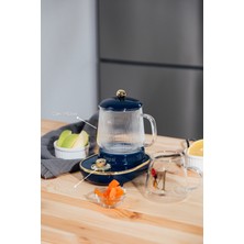 Fressi YSB-GC03 Venice Lacivert 600ml Elektrikli Çok Fonksiyonlu Cam Su Isıtıcısı Kettle Bitki Çayı Makinesi