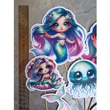 Hiras Dizayn Denizkızı Mermaid Pasta Süsü Büyük Pasta Kürdanı Pasta Cupcake Pasta Doğum Günü Süsleri 7 Parça