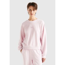 United Colors Of Benetton Kadın Gül Kurusu Logo Baskılı Şönil Sweatshirt