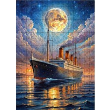 Karizma Tablo Ahşap Mdf Puzzle Yapboz Yolcu Gemisi ve Dolunay 255 Parça 35*50 cm