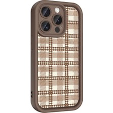 Megafox Teknoloji Apple iPhone 15 Pro Max Uyumlu Kılıf Kamera Korumalı Baskılı Şık Desenli Arka Yüzey Klas Kapak, Açık Kahve