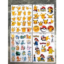 Hiras Dizayn Pokemon Pikachu Sticker Sayfaları 60adet 4 Sayfa Sevimli Sticker Set