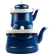 Hometarz Alev Vintage Emaye Çaydanlık Takımı - Emaye Demlik Takımı - Mega Boy - 2.5 ve 1.0 Litre