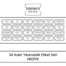 Meleni Home 6'lı Sızdırmaz Kapaklı Kaşıklı Baharatlık Seti - Etiketli Baharat Saklama Kabı - 6 x 580 ml