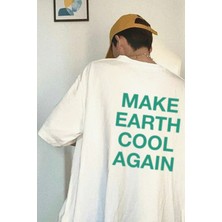 Coredra Meca Oversize T-Shirt Erkek - Beyaz
