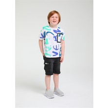 Escabel Erkek Çocuk Pamuklu Renkli Batik Yazılı T-Shirt
