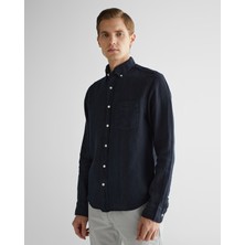 Gant Erkek Siyah Regular Fit Düğmeli Yaka Keten Gömlek 3240120.5