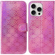 Mays Home1 IPhone 16 Pro Için Flip Case Standı Tutucu Kart Yuvası Glitter Renkli Kılıf (Yurt Dışından)