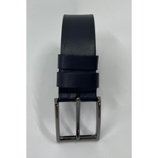 Madmext Lacivert Suni Deri Düz Erkek Kemer 7220