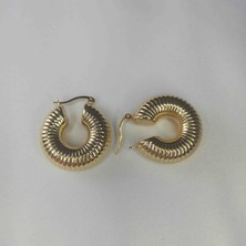 Humer Accessories Spiral Model Midi Vintage Çelik Halka Küpe