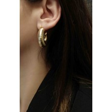 Humer Accessories Spiral Model Midi Vintage Çelik Halka Küpe