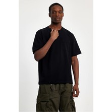 Justleo Cepli Relaxed Fit Sıyah Erkek T-Shırt