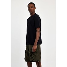 Justleo Cepli Relaxed Fit Sıyah Erkek T-Shırt