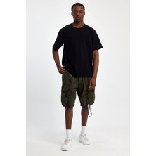 Justleo Cepli Relaxed Fit Sıyah Erkek T-Shırt